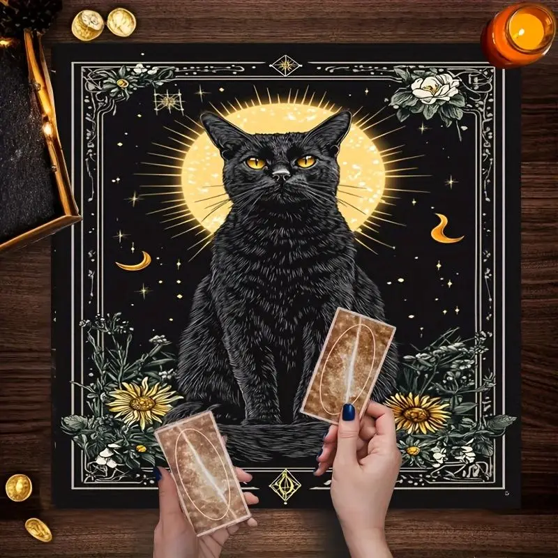 VIKAMA Water Wooden House Town Grid Chess Map Tarot Tablecloth Altar Cloth for Divination Spiritual Room Decor Pagan Wiccan