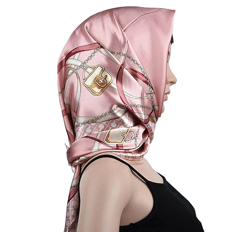 35 x 35inch Women Square Silk Like Hair Scarf Head Sleeping Wrap Satin Headscarf