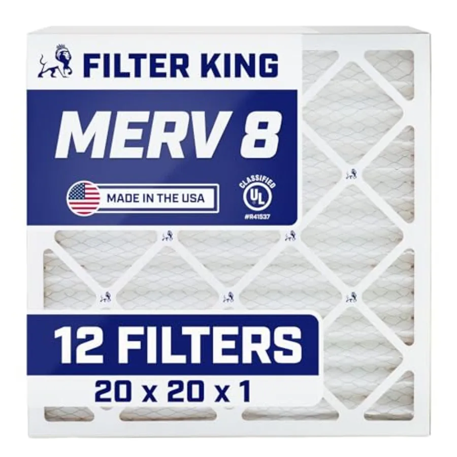 

20x20x1 Air Filter 12-PACK MERV 8 HVAC Pleated A/C Furnace Filters MADE IN USA Actual Size: 19.5 x 19.5 x.75"