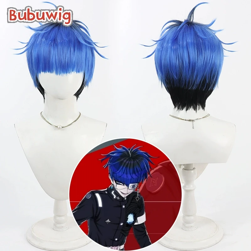 

Bubuwig Синтетические волосы Yugamu Omokage Косплей Парики Сто линий: Last Defense Academy Синий смешанный черный парик Термостойкий
