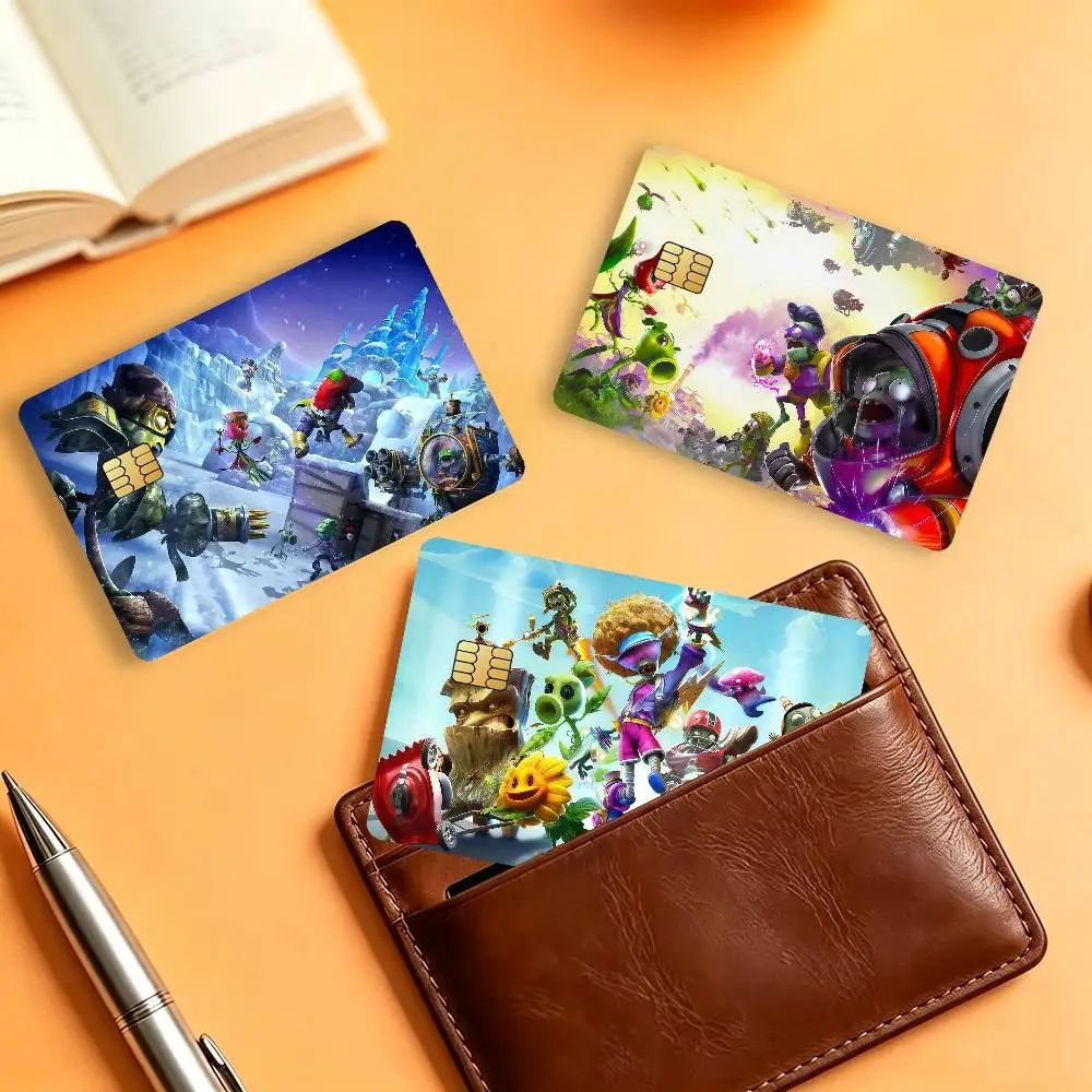 Game P-Plants Vs Z-Zombies Strategy Matte Card Stickers For Credit Cards Debit Cards And Transit Cards 4Pcs