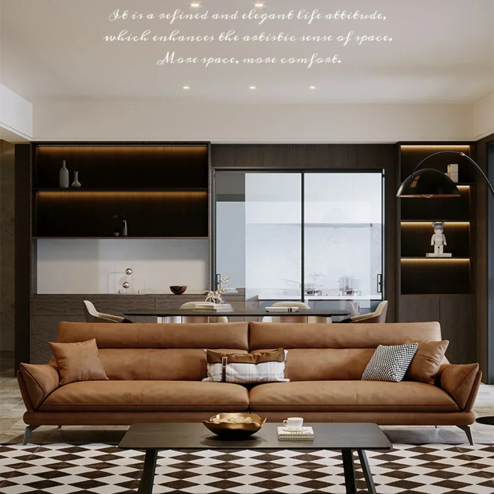 

Light Luxury Leather Sofa First Layer Cowhide Modern Minimalist
