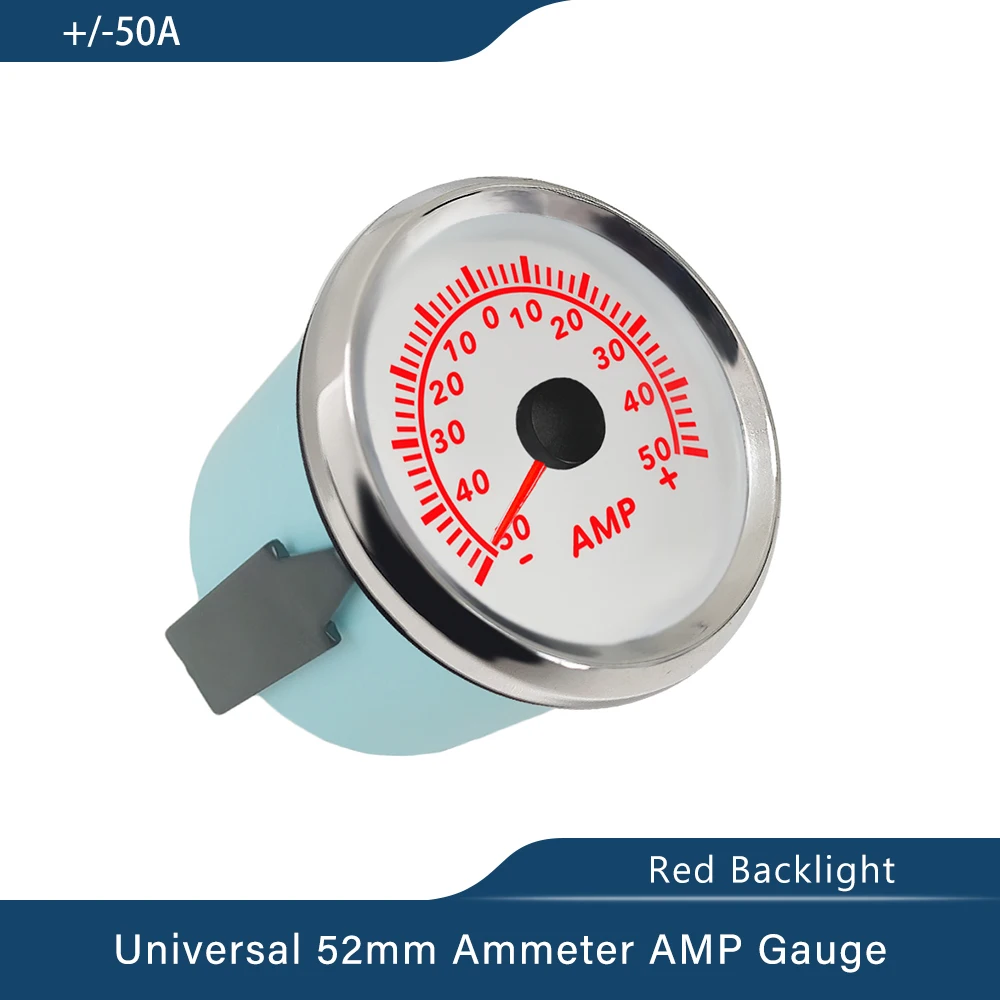 

52 мм водонепроницаемый универсальный амперметр Амперметр +/-50A +/-80A +/-150A с датчиком тока 9-32 В с красной подсветкой для автомобильной лодки