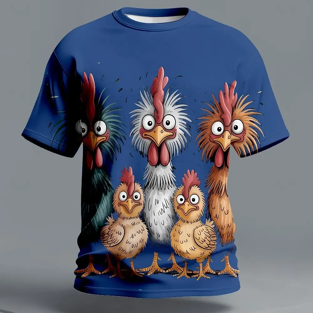 Men's Animal Rooster Funny T Shirt 3D Chicken Print Short Sleeve T-shirts Men Women Party Holiday Summer Spring Clothing Apparel