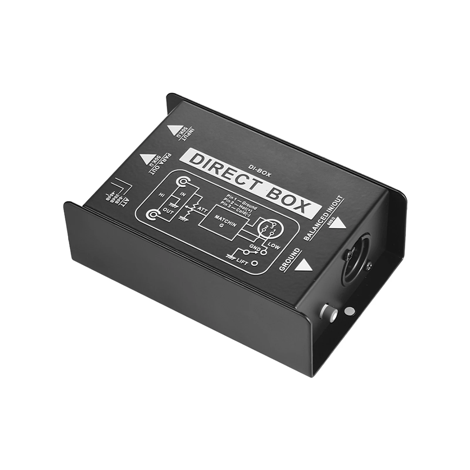 Single Channel Passive DI-Box Direct Injection Audio Box Balanced & Unbalance Signal Converter with XLR TRS Interfaces