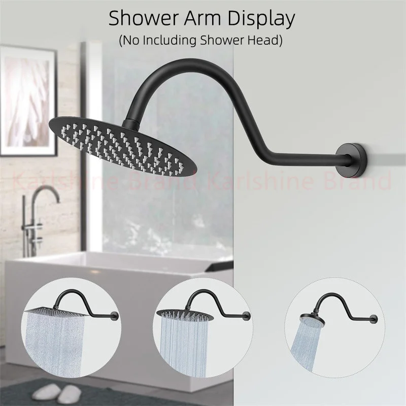 Imagem -05 - Shaped Shower Arm Extension Tube Wall Mounted Showers Extender Fixed Rod Pipe Chrome e Mattle Black Acessórios do Banheiro s