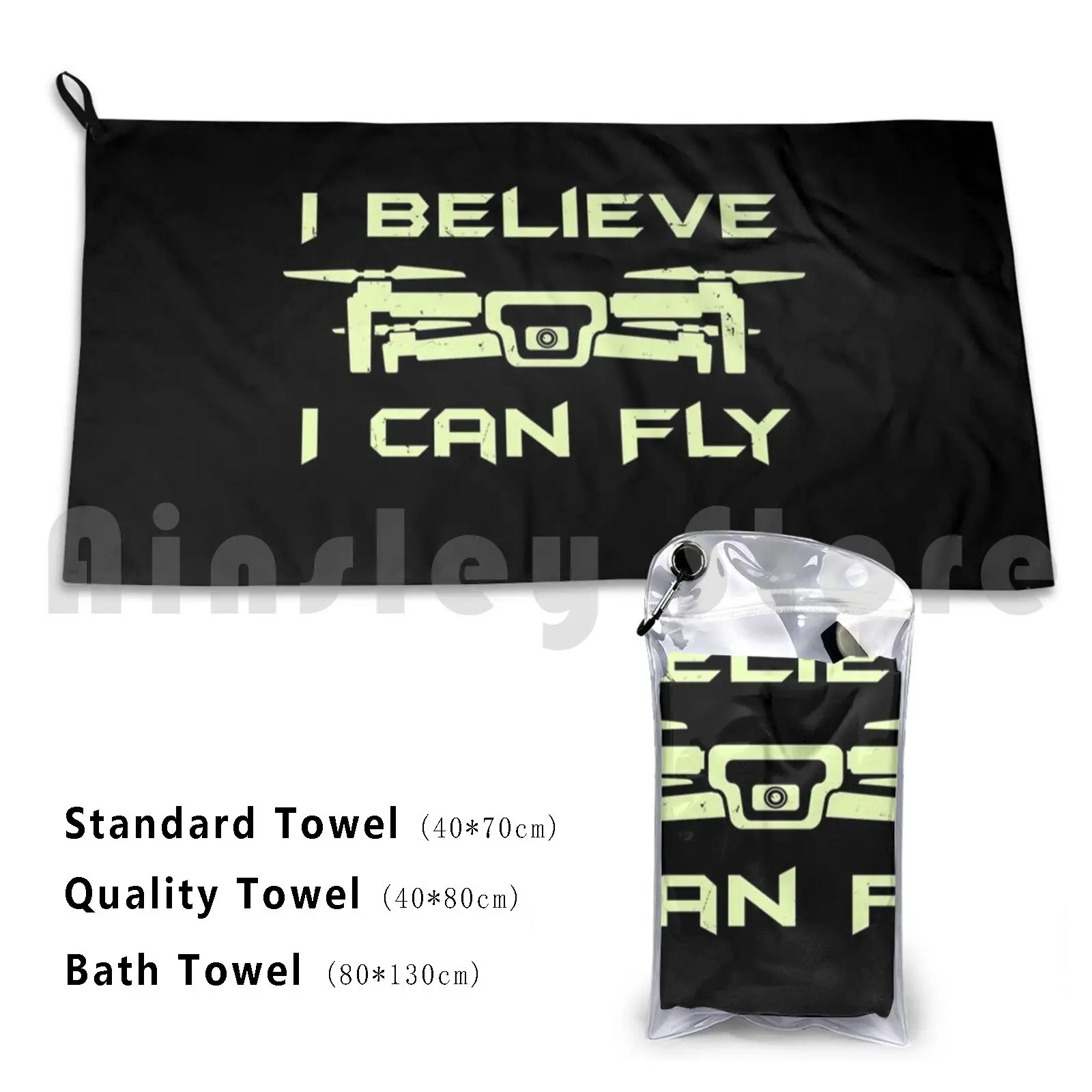 Drone : I Believe I Can Fly Custom Towel Bath Towel Drone Pilot Radio Controlled Rc Aviation Funny Drone