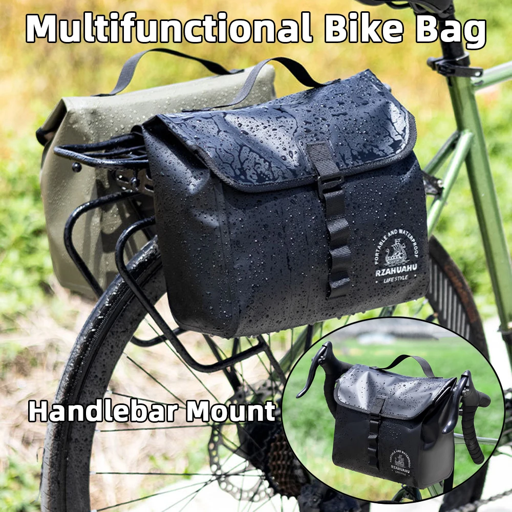 

Multifunctional Bike Bag 5L-10L Portable Bicycle Handlebar Bag Waterproof PVC Bike Rear Rack Side Bag Cycling Travel Luggage Bag