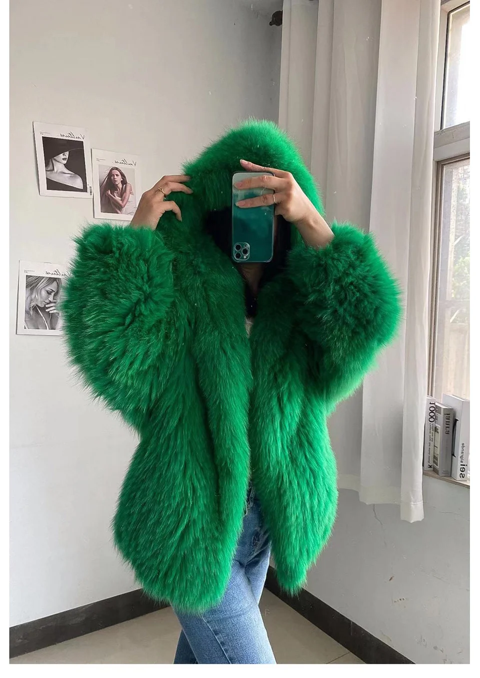 2025 abrigo de piel tejido de pelo de zorro Real de invierno abrigo de mujer de doble cara forro tejido de manga larga chaquetas femeninas de nuevo estilo