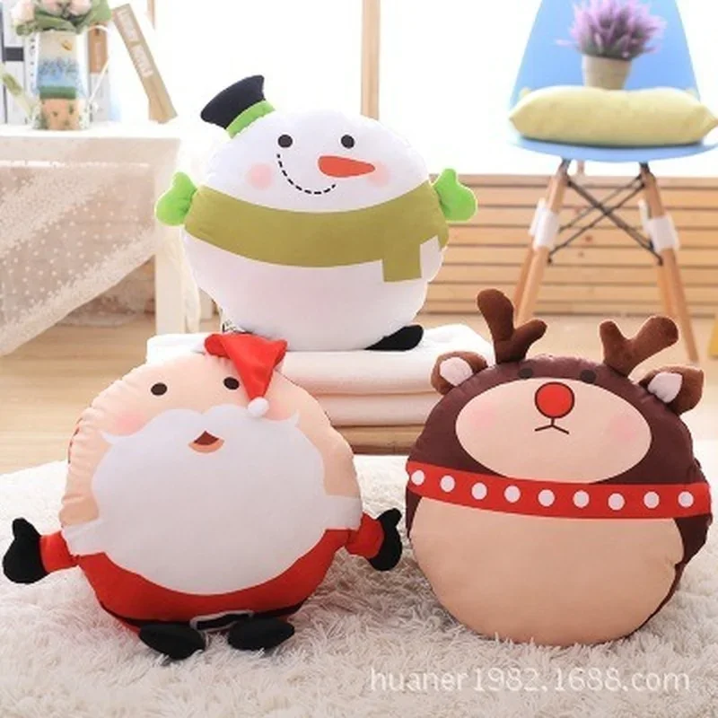 Christmas Plush Toy Santa Claus Elk Snowman Blanket Fall/Winter Pillow Cushion Siesta Blanket Three-in-One Pillow Blanket