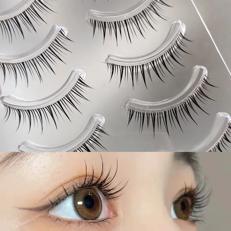 Japanese 5Pairs False Eyelashes Daily Natural A-type Little Devil Simulation Girl Group Manga Lashes Novice Reusable Makeup Tool