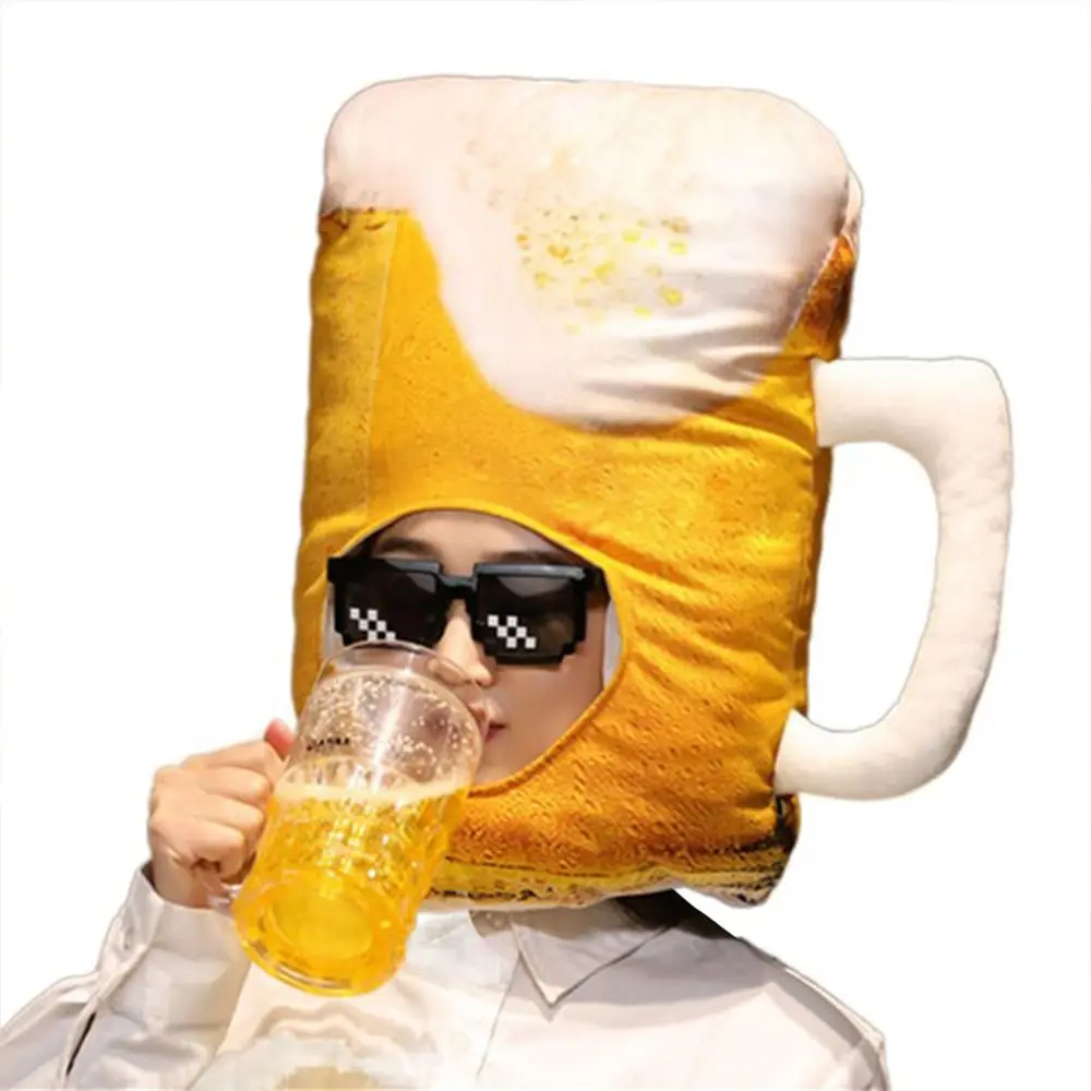 Kawaii Plush Funny Beer Hat Photo Props Soft Cute Beer Hat Novelty Plush Beer Cap Kids