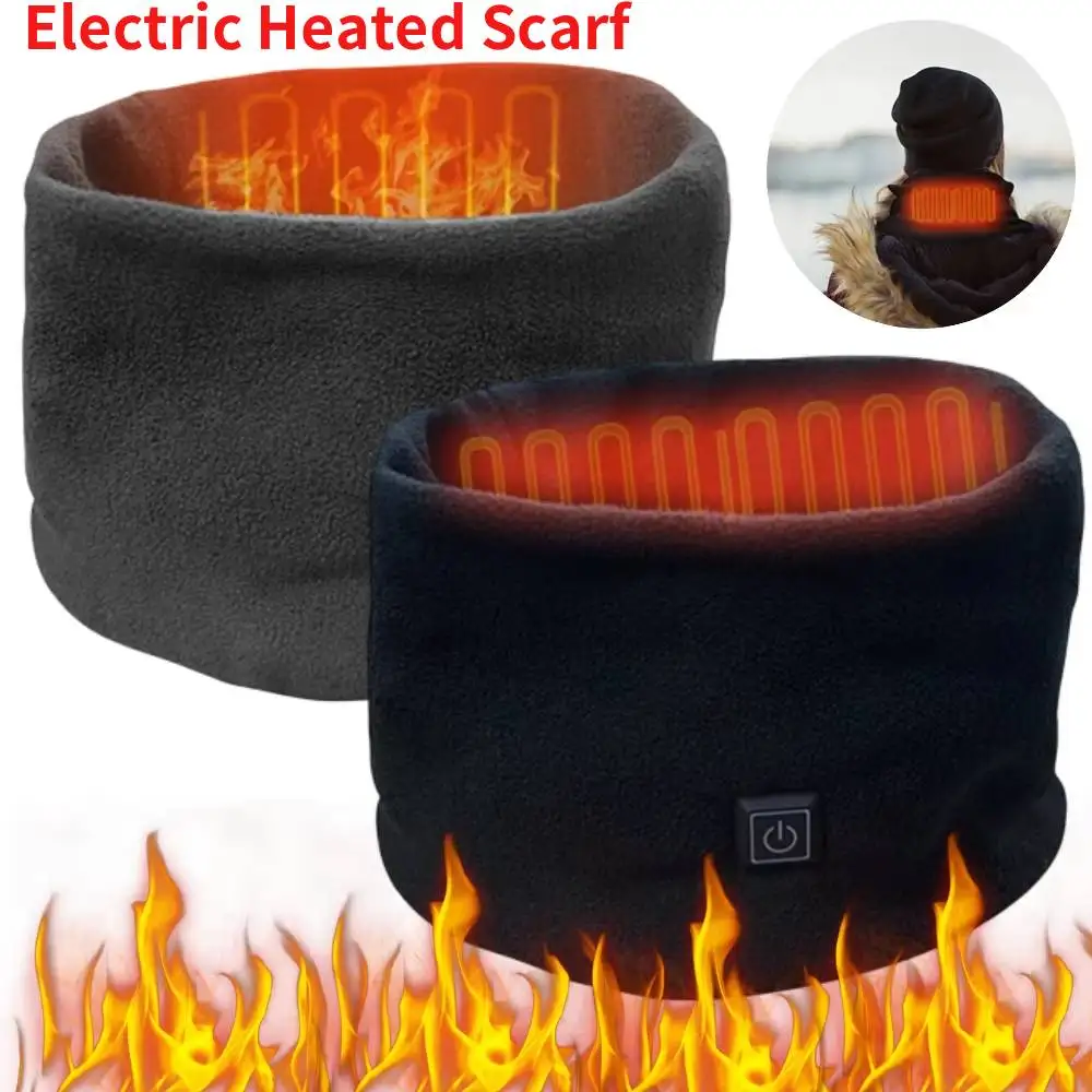 

Unisex Winter Electric Heated Scarf Neck Wrap Rechargeable Neck Warmer 3 Speed Heating Fleece Scarf for Cycling Skiing Camping