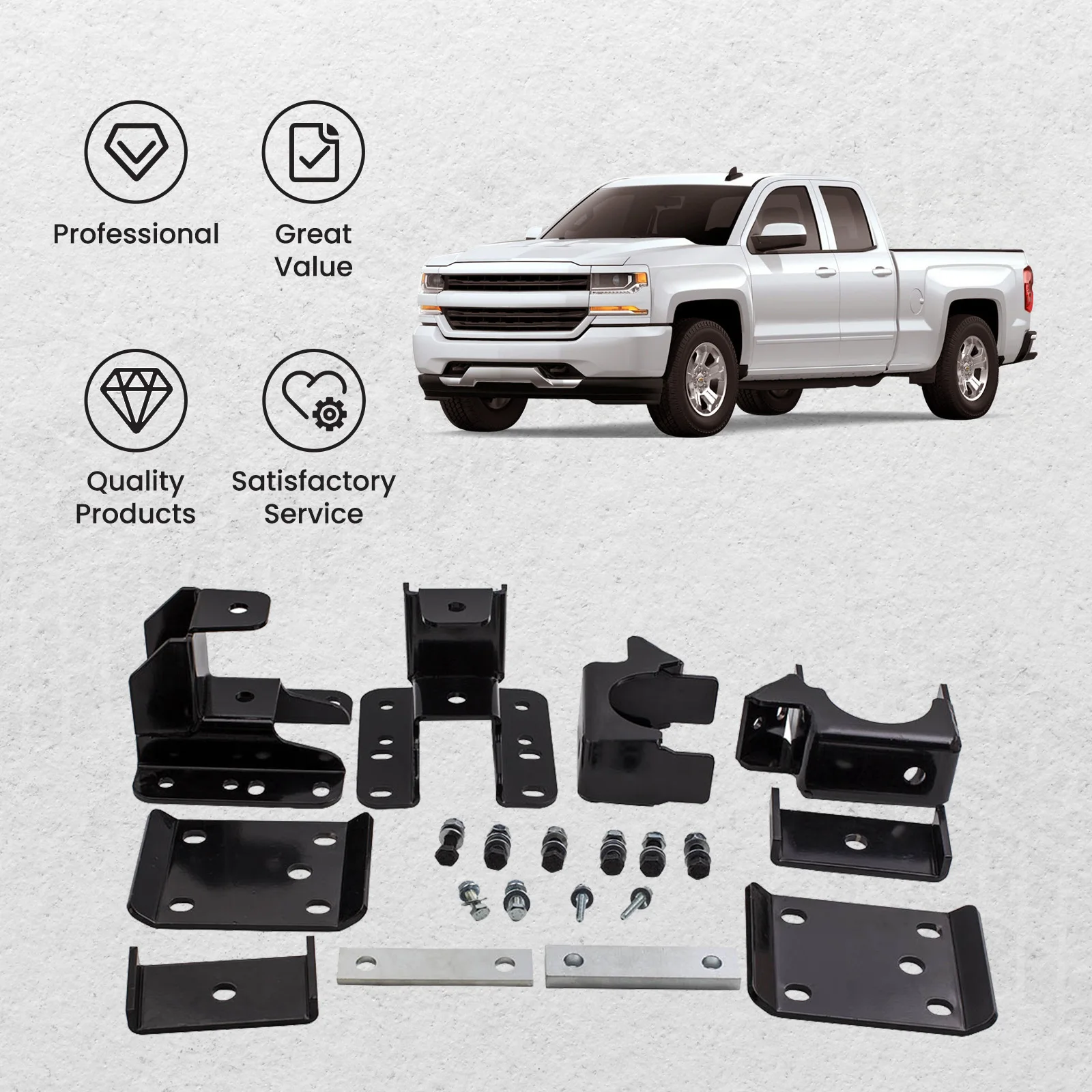 

5-6" Axle Lowering Flip Kit For Chevy Silverado 1500 07-20 Leaf Spring Hangers