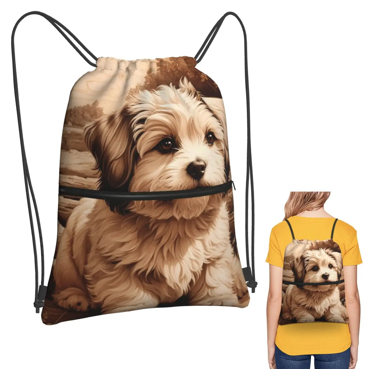 Mochilas Havanese The Joyful Spirit Of Wood, bolsas con cordón a la moda, bolsas para zapatos, bolsas para libros para hombres, mujeres y estudiantes