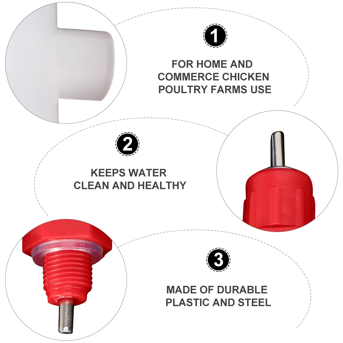 

20 Pcs Automatic Drinking Fountain Water Feeder Dispenser Chicken Autodrinker Watering Nipple Waterer Controllable