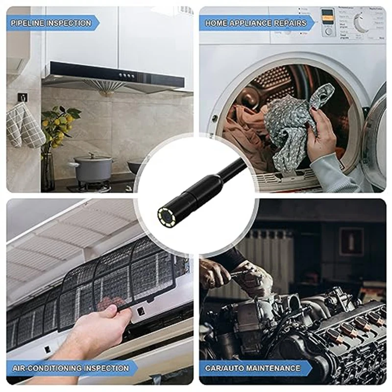 Lighted Borescope Camera Industrial Borescope Plastic+Metal IP67 Waterproof Inspection Camera Drainage Camera