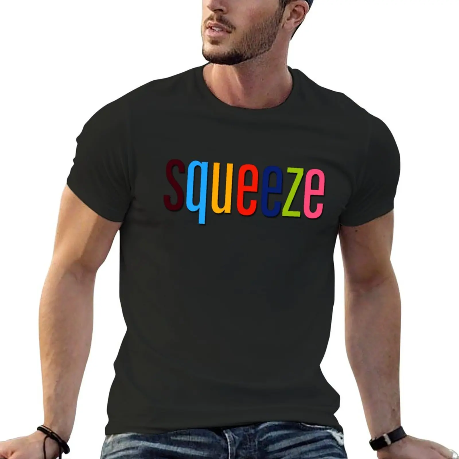 Squeeze logo T-shirt quick-drying Blouse anime tees T-shirt men