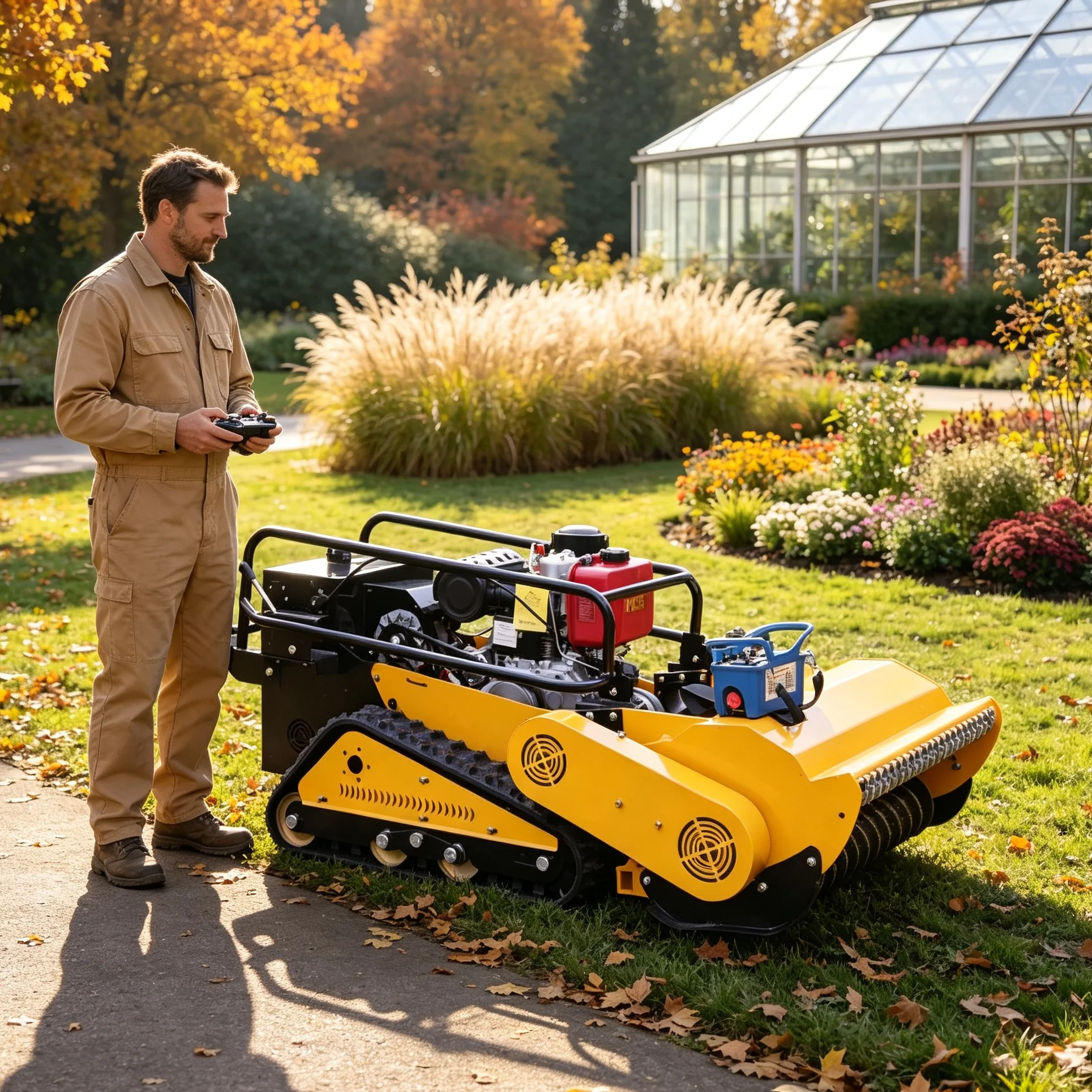 Customized 800SPro self‑propelled tracked lawn mower with single‑cylinder four‑stroke engine, multi‑color optional casing