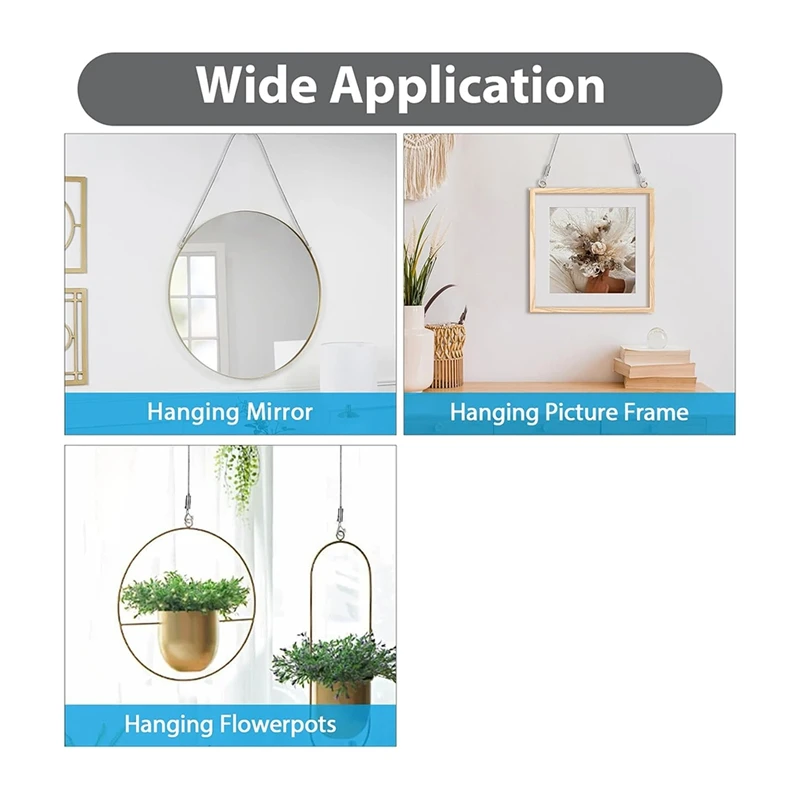 8PCS Adjustable Picture Hanging Wire Kit,Frame & Mirror Hanging Wire Kit,6.6FT Heavy Duty Stainless Steel Wire