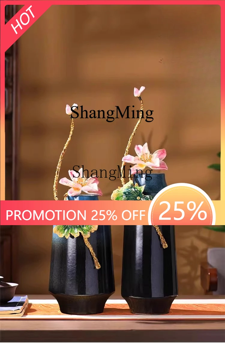 

FG enamel color handicrafts ceramic vase ornament light luxury high-end living dining table flower arrangement