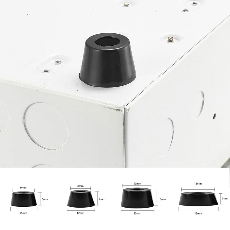 20pcs Anti Slip Furniture Legs Feet Black Speaker Cabinet Bed Table Box Conical Rubber Shock Pad Floor Protector Furniture Parts