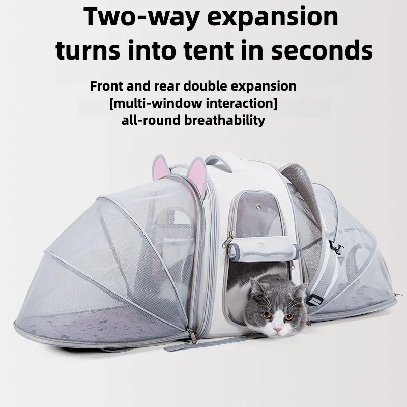 

2-in-1 Cat Carrier Backpack Dual Expandable Backpack Foldable Breathable Carrier Pets and Small Dogs transporte pet backpack