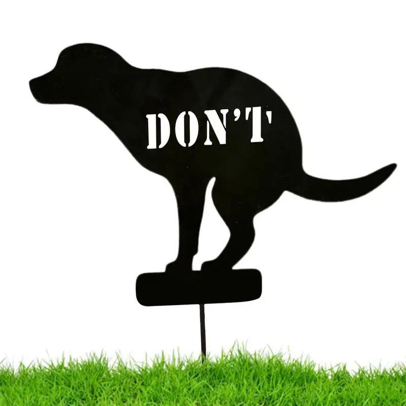 1pc Cast Iron Sign Garden Ground Plug Card Yard \'don\'t\' Warning Grass Decor Stop Dogs cats from Pooping On Your Lawn Sign