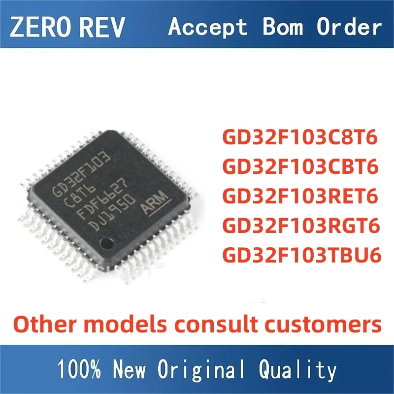 GD32F103C8T6 GD32F103CBT6 GD32F103RET6 GD32F103RGT6 GD32F103TBU6 GD32F LQFP48/64 QFN36 ARM 32-bit IC MCU Chip Microcontroller