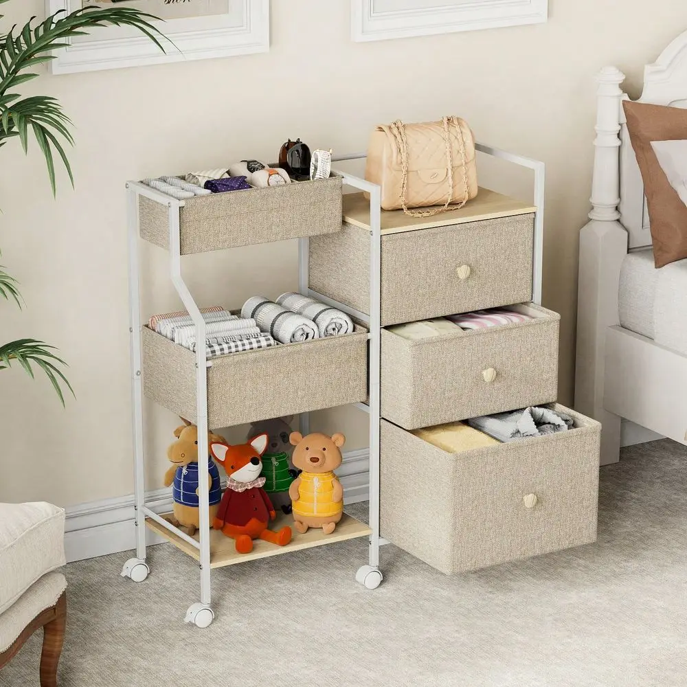 

Tier Rolling Larger Storage Cart With Drawers, graded Organizer With Wheels, Toys, Books, Changing, Clothes Storage, Easy To