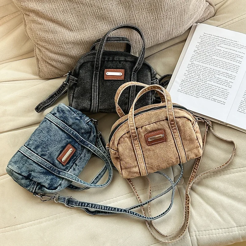 

Корейская модная повседневная джинсовая сумка, новинка осени и зимы 202, минималистичная мини-сумка через плечо Joker с подушкой