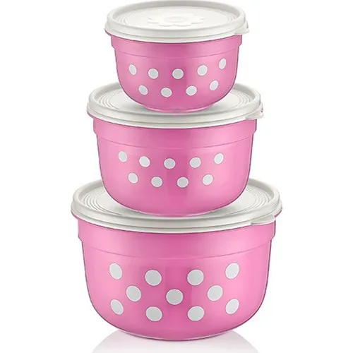 Plastic World Polka Dot Triple Storage Container