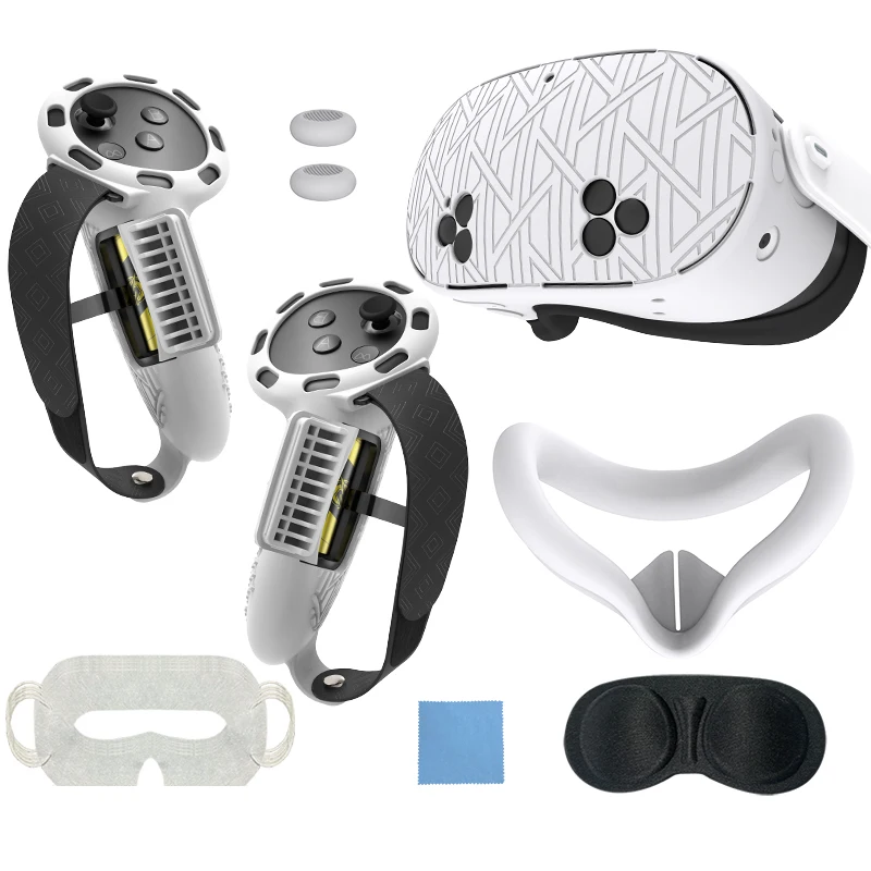 

7-in-1 Protective Silicone Cover Set Compatible with For Meta Quest3s Accessories, Included Upgrade Battery Opening Controller