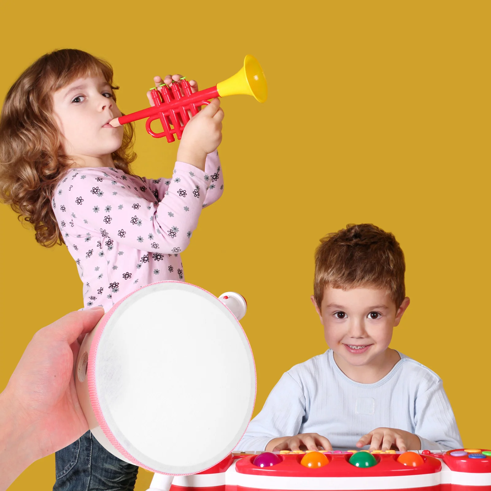 

Hand Tambourine Kids Musical Instrument For Children Handheld Drum Bell Percussion Plaything Toddler Baby Sensory