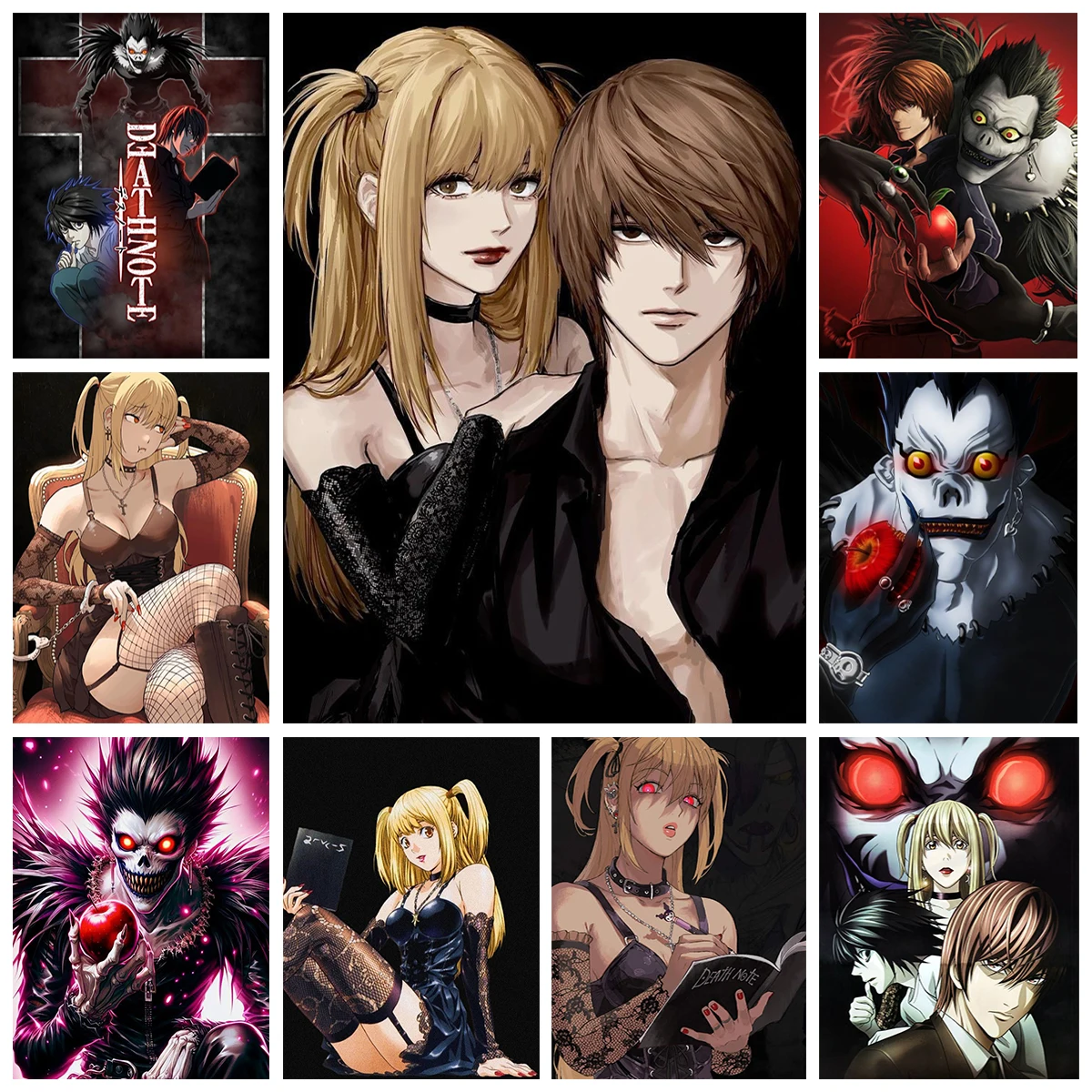 

D-Death N-Note 5D Diamond Painting Home Wall Art Decor Dark Mystery Anime Diamond Embroidery Parent Child DIY Holiday Gift