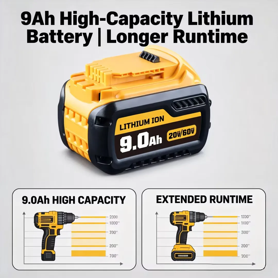 9/12/15Ah DCB609 20v 60v Max Lithium-ion Battery 21700 Replace for Dewalt DCB606 DCB200 DCB182 Power Tool Battery Pin