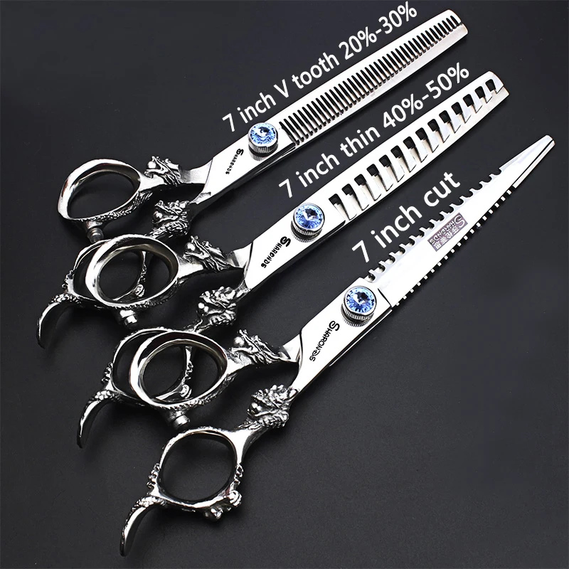 Professional Barber Store Scissors 7/6/5.5 Inch Hair Salon Japanese Hairdressing Scissors Thinning Shears Flat Shears Set