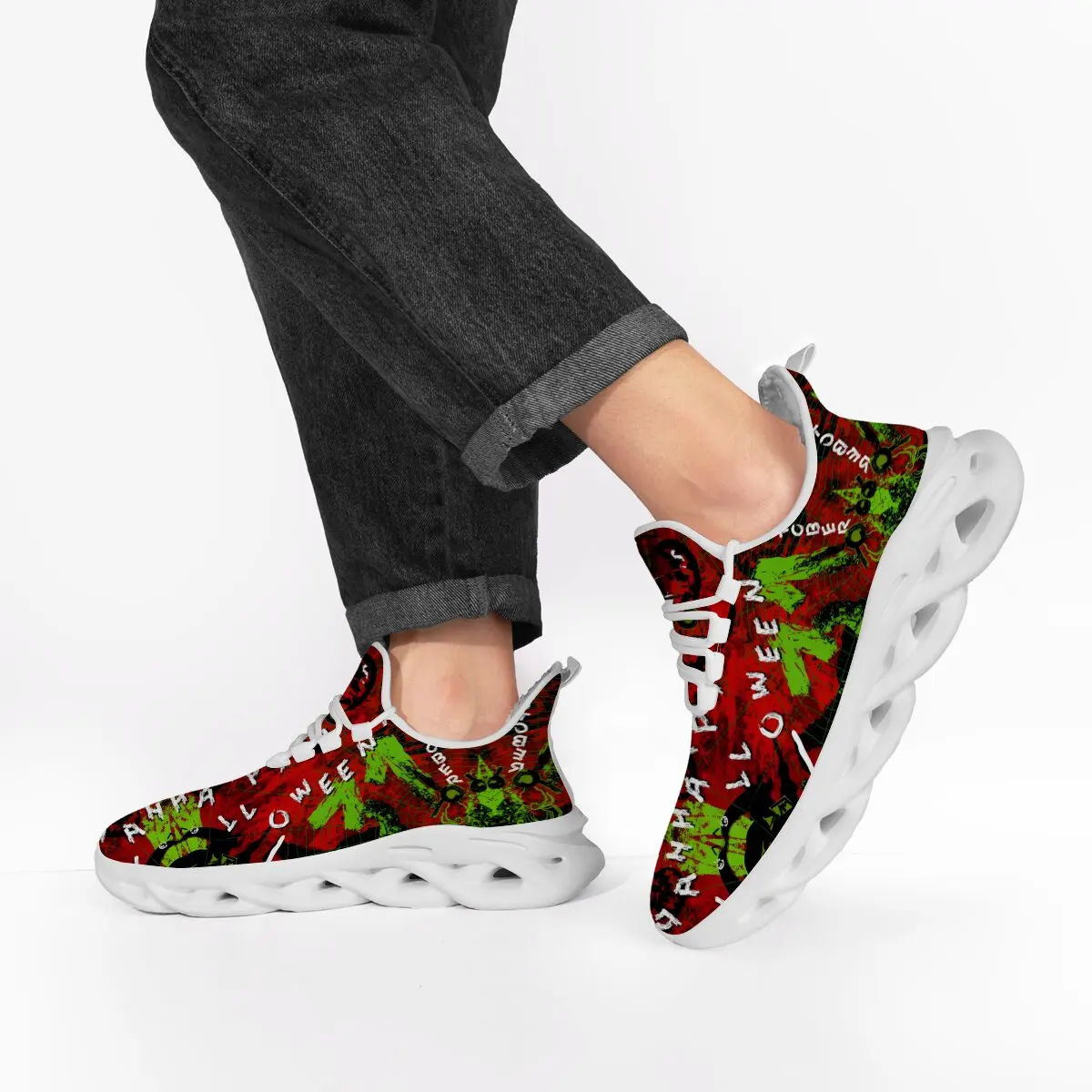 

Halloween Print Fleece Lined Sneakers Winter Casual Sports Running Sneakers Comfortable Trendy Versatile Shoes Men Women
