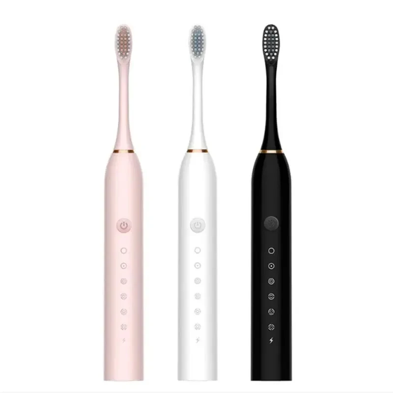 Brosse à dents électrique à ultrasons pour adultes, nettoyeur de dents étanche, mode 6 vitesses, livres profonds automatiques, chargement USB, cheveux doux, maison