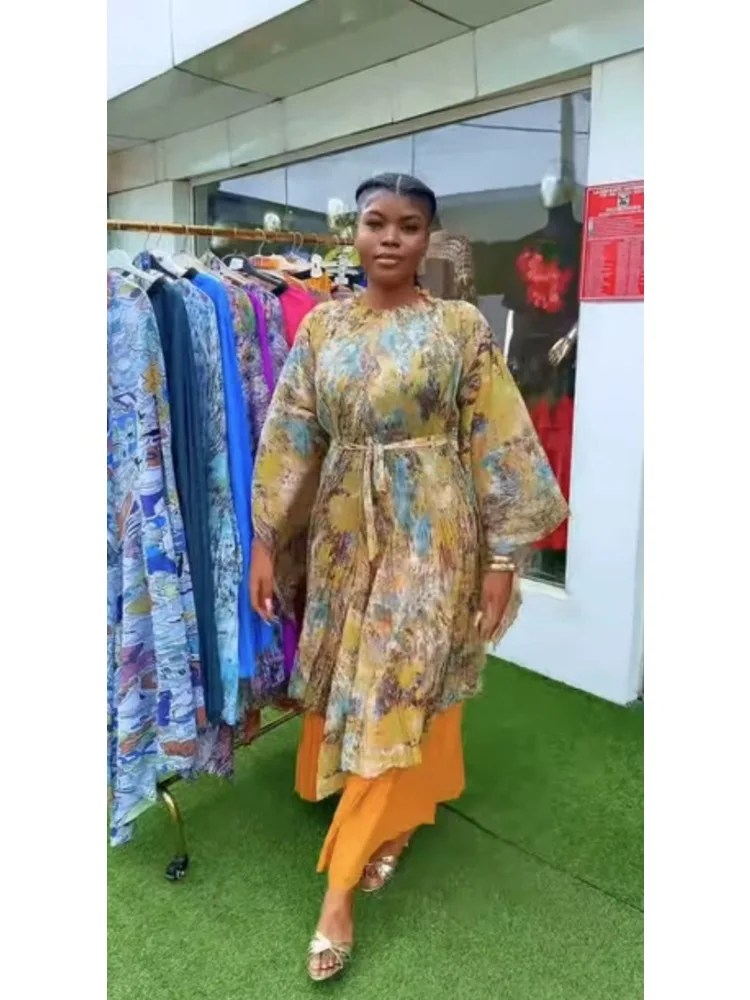 

Miyake Fashion Temperament Two-piece Set, High-end Loose Printing Design Top, High-waisted Wide-leg Pants Set 2025 Summer New