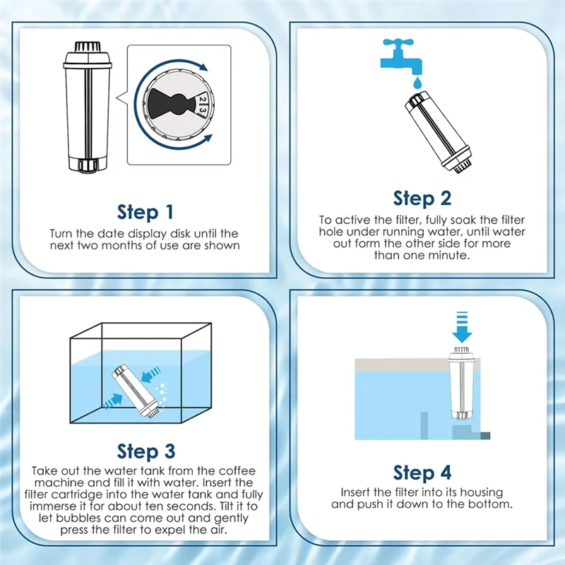 BAAO-2PCS DLSC002 เปลี่ยนไส้กรองน้ําสําหรับDelonghi Etam EC680 กาแฟเครื่องเปิดใช้งานคาร์บอนsoftenerกาแฟกรอง