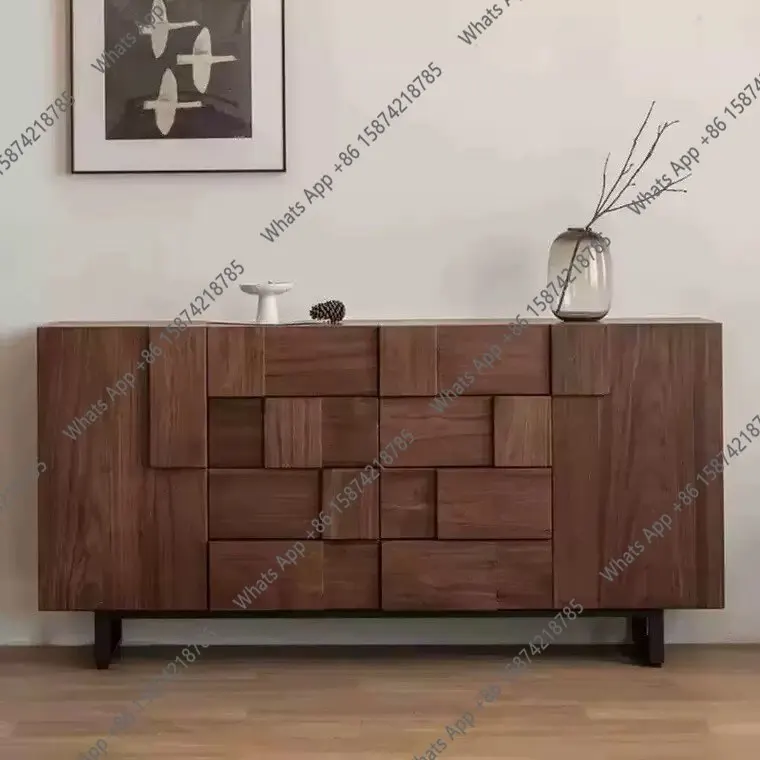

Nordic simple medieval dining side cabinet solid wood storage multi-chest cabinet living room locker