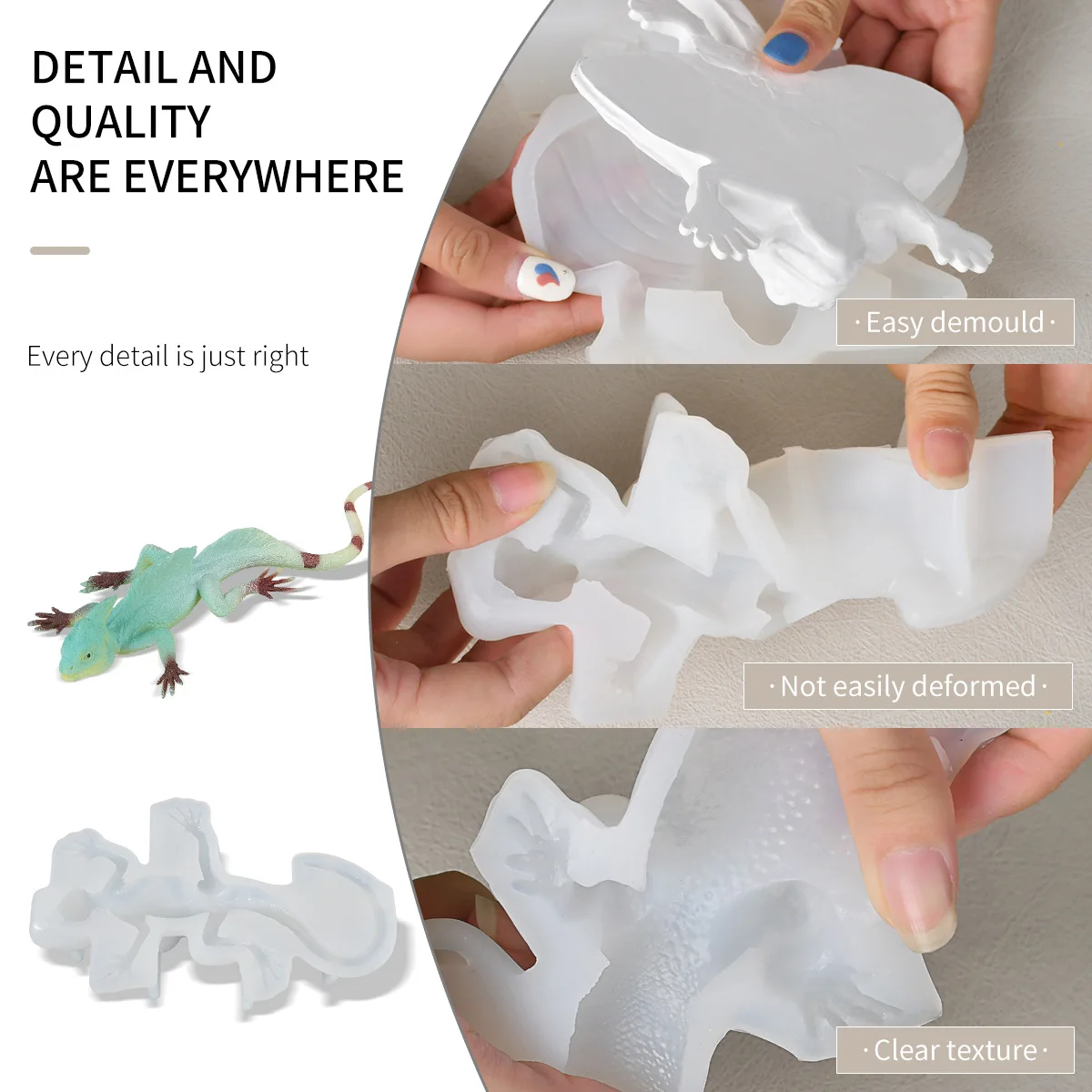 Lizard Flexible Silicone Mold Use with Resin,Use with Resin,Polymer Clays,3D Lizard Gecko Shape Design Food-grade Silicone Mold