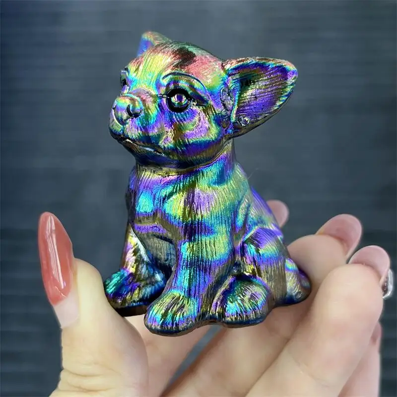 

Natural Aura Quartz Cartoon Carving Crystal Animal Statue Healing Stone Energy Gemstone Home Decoration Gift 1PCS