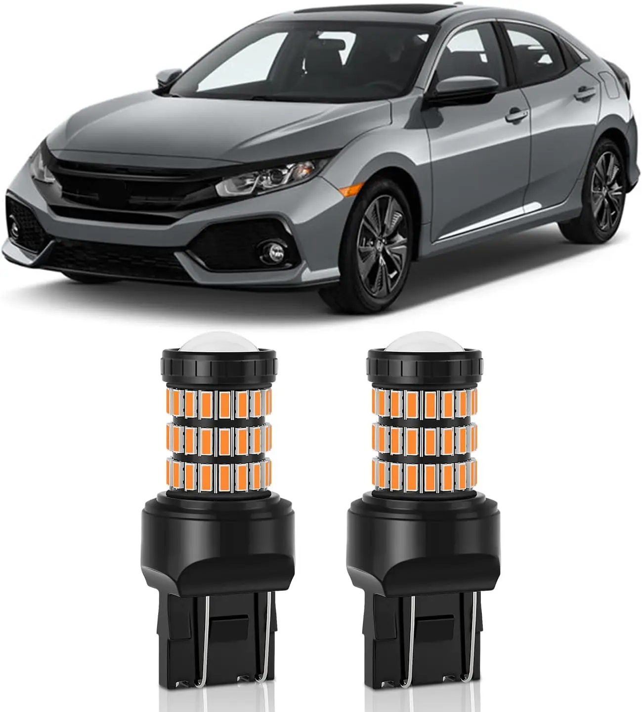 

Amber Yellow 7443 7444 7440 T20 LED Blinker Light Bulbs Compatible with 2012-2021 Honda Civic Front Turn Signal Lights & 2009-20