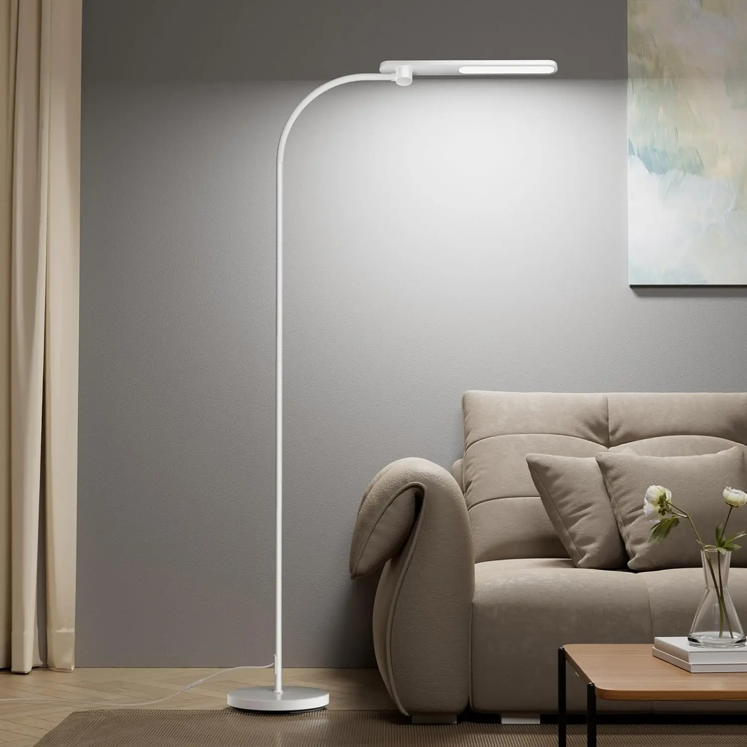 

LED Floor Lamp, F4 Sunturalux™ Gooseneck Floor Lamps for Living Room, Super Bright Stepless Dimmable Tall Standing Lamp