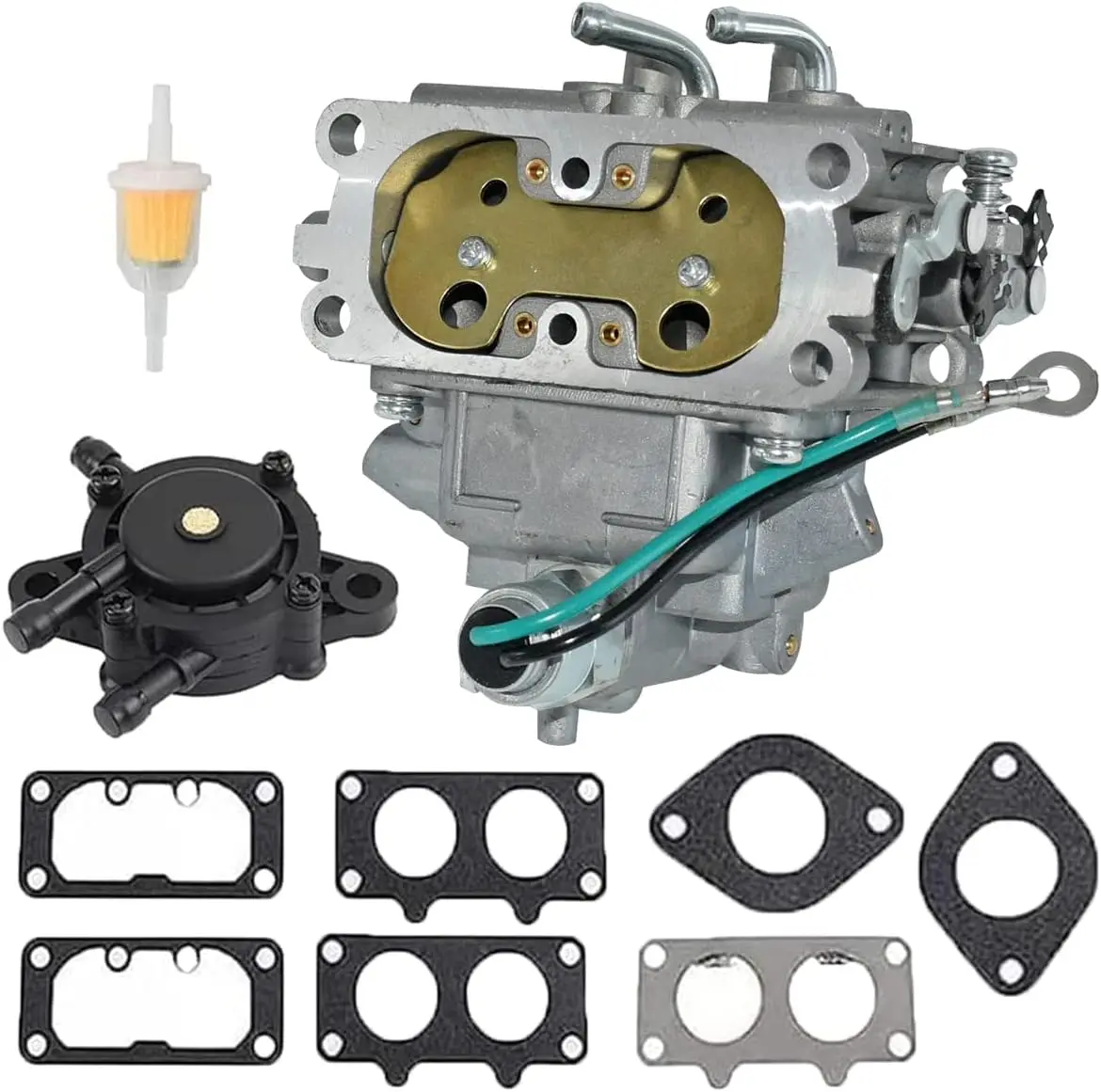Carburador 15003-7041 15003-7077 Compatible con Kawasaki FH601V 19 hp con Bomba de Combustible y Juntas