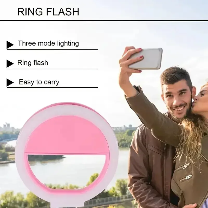 1pc USB Charging LED Selfie Ring Light, Compatible with Various Mobile Phones, Phone Lens LED Selfie Lamp for Enhanced Selfie .