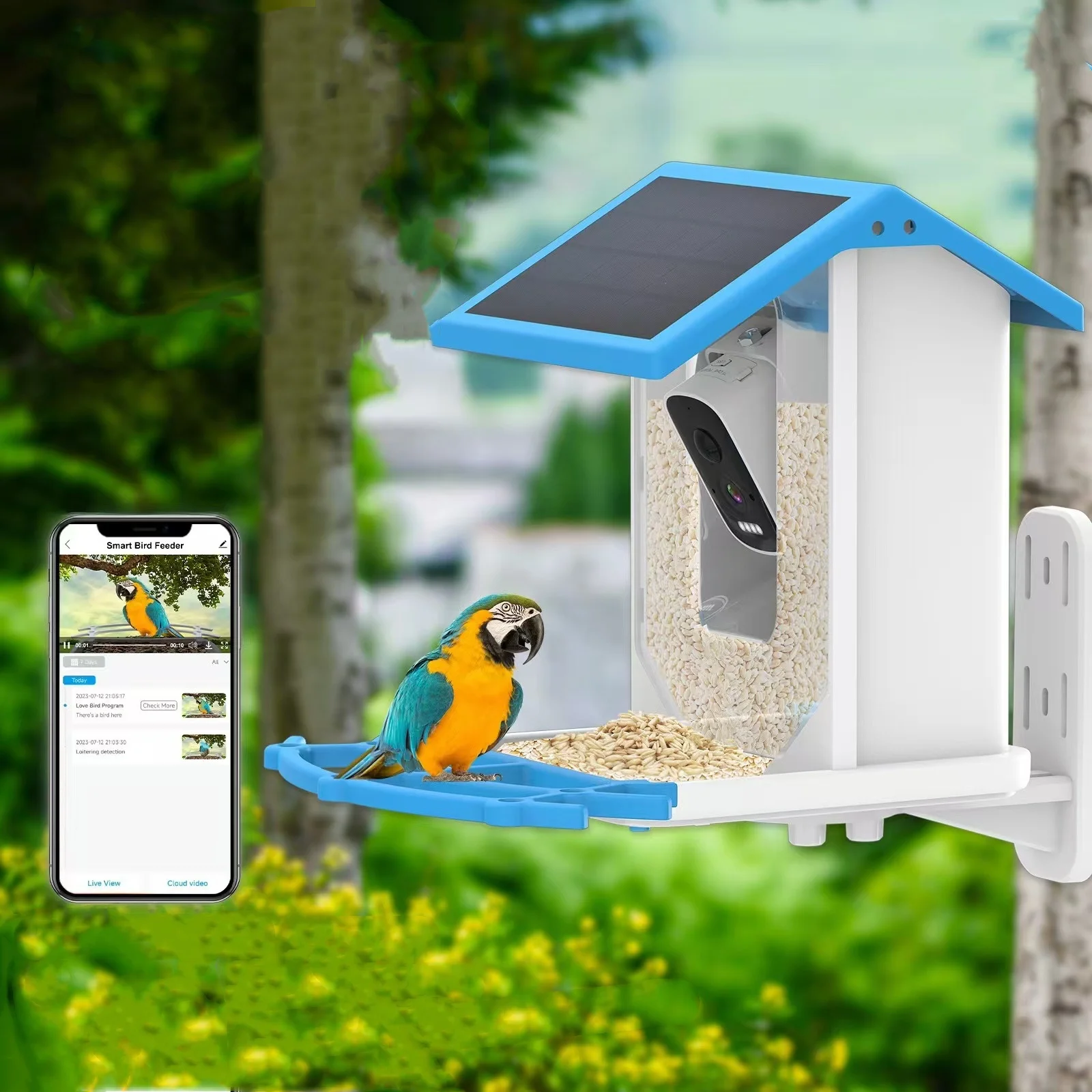 

Smart Bird Feeder with Camera Solar Powered High Resolution AI Camera Bird Video Capture Ideal Gift for Bird Lovers