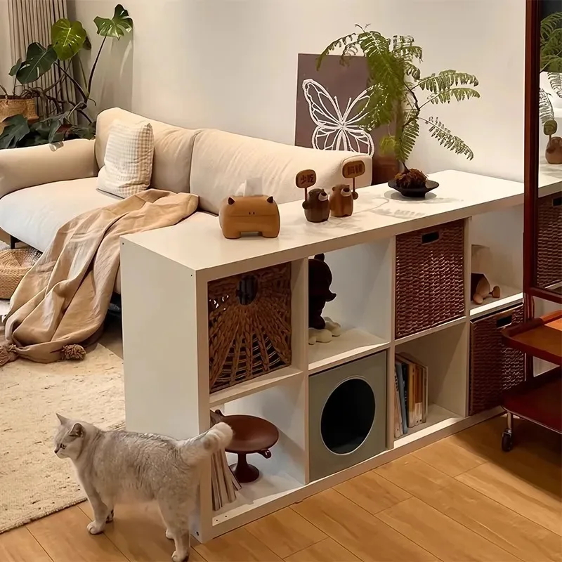 

storage semi-enclosed bedside eight-grid cabinet